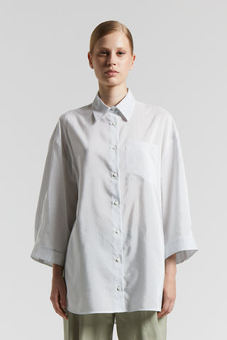 Cotton and yarn-dyed silk striped habotai shirt