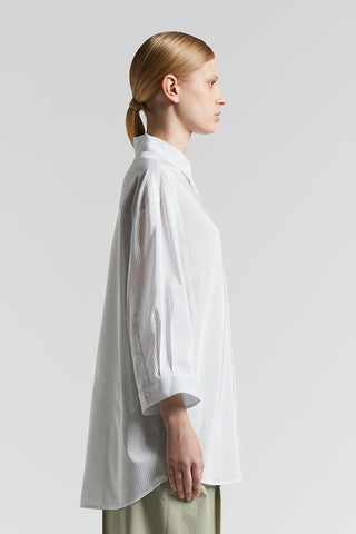 Cotton and yarn-dyed silk striped habotai shirt