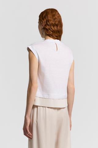 Slub linen and cotton piqué T-shirt
