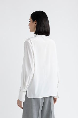 Silk shirt with Punto Luce trim