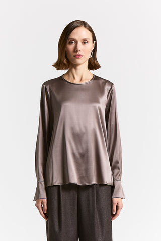 Stretch silk satin blouse