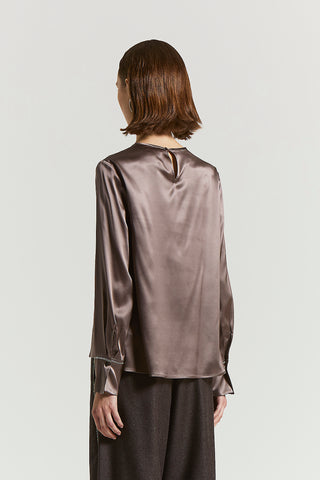 Stretch silk satin blouse