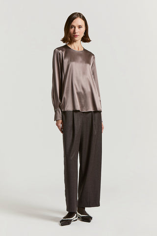 Stretch silk satin blouse