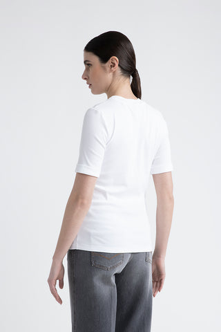 Jersey T-shirt with Punto Luce trim