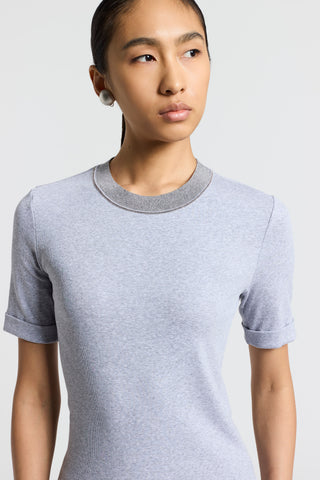 Stretch micro-rib and cotton jersey T-shirt