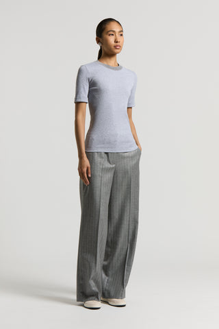 Stretch micro-rib and cotton jersey T-shirt