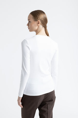 Stretch jersey T-shirt with Punto Luce trim