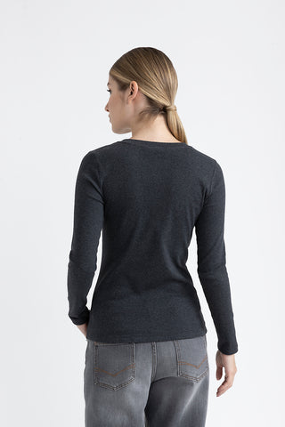 Stretch jersey T-shirt with Punto Luce trim