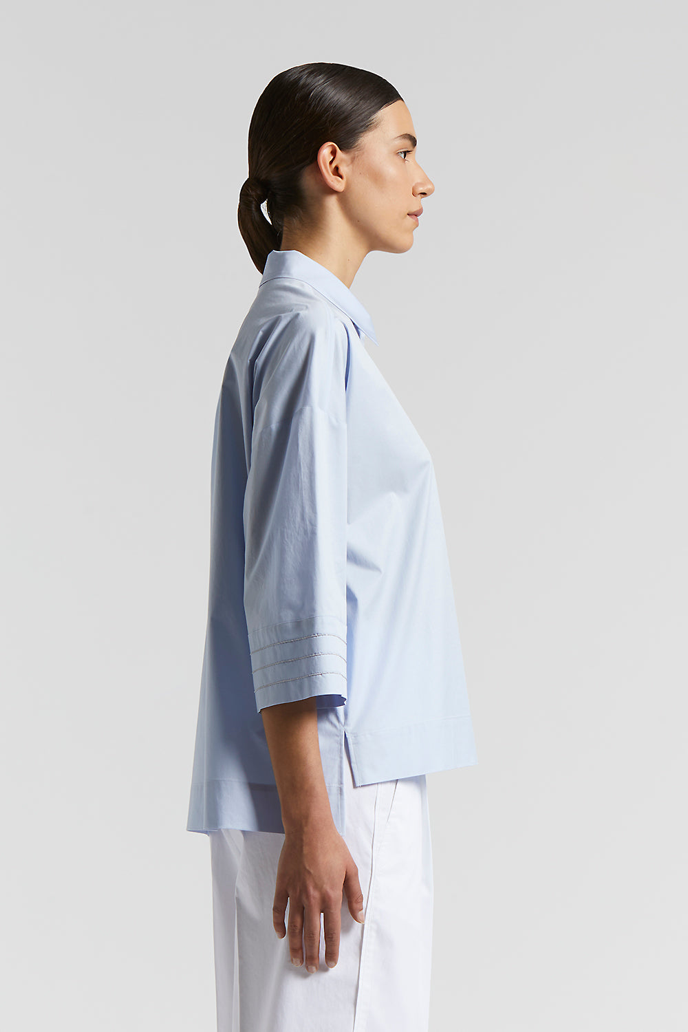 Chemisier dress in light stretch cotton satin | Peserico US
