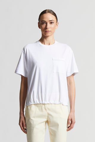 Cotton jersey T-shirt with bi-elastic structure