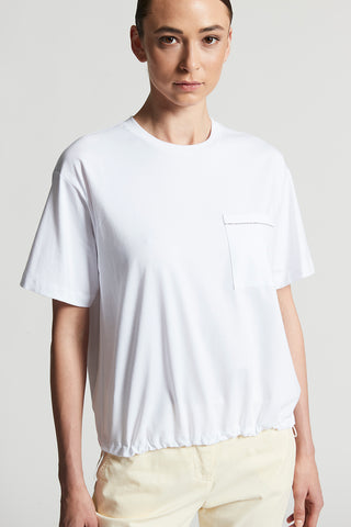 Cotton jersey T-shirt with bi-elastic structure