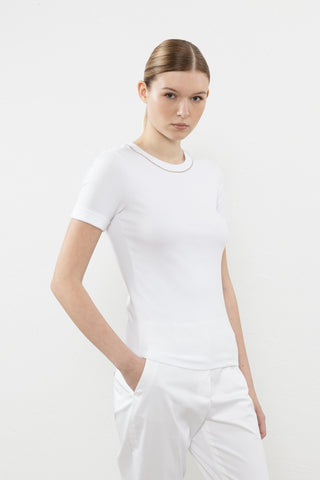 Micro-ribbed stretch jersey t-shirt