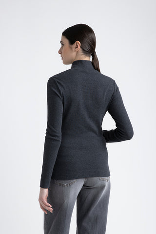 Turtleneck top with Punto Luce trim