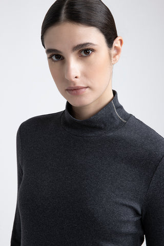 Turtleneck top with Punto Luce trim