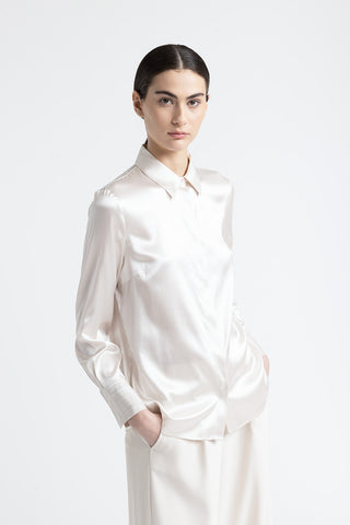 Silk shirt with Punto Luce trim