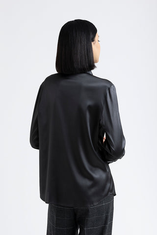 Silk shirt with Punto Luce trim