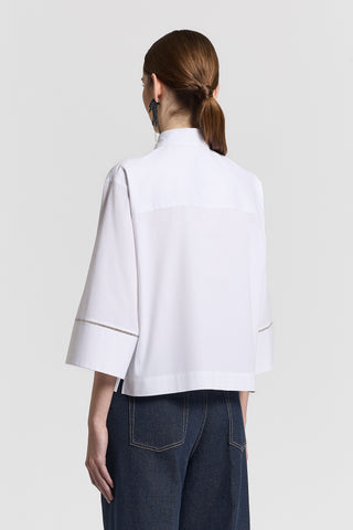 Cotton poplin shirt with 3/4 sleeves
