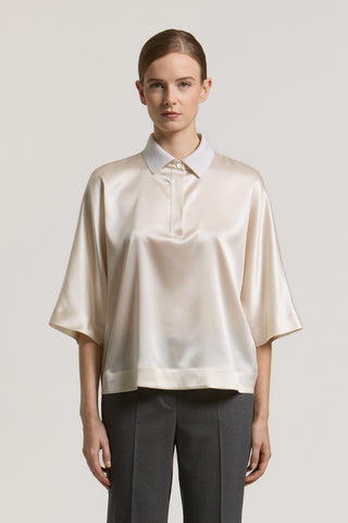 Silk satin polo shirt 1 / 3