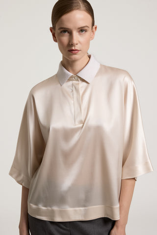 Silk satin polo shirt 2 / 3