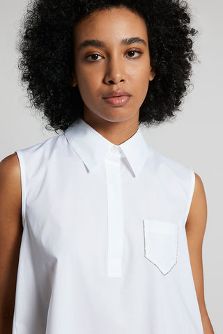 Poplin and cotton voile top