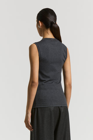 Stretch micro-rib and cotton jersey top