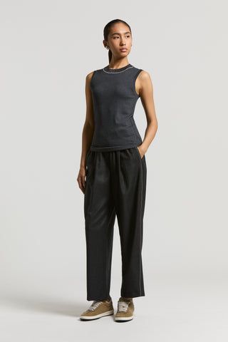 Stretch micro-rib and cotton jersey top