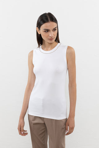 Stretch micro-ribbed jersey top