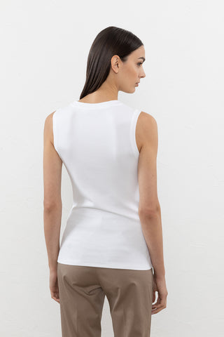 Stretch micro-ribbed jersey top