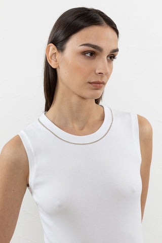 Stretch micro-ribbed jersey top