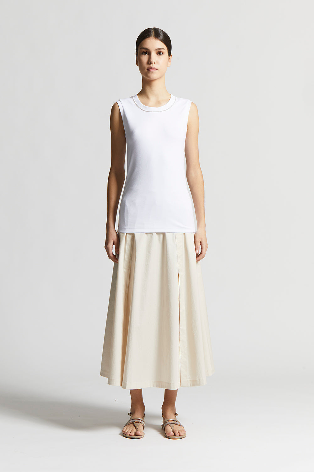 Stretch micro-rib and cotton jersey T-shirt | Peserico US