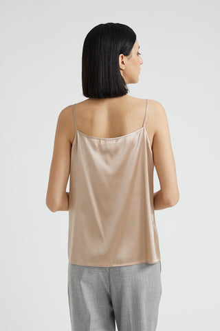 Shiny silk satin top with straps