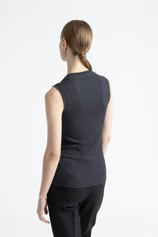 Stretch micro-rib jersey top