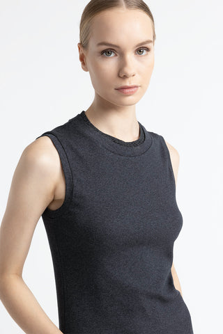 Stretch micro-rib jersey top