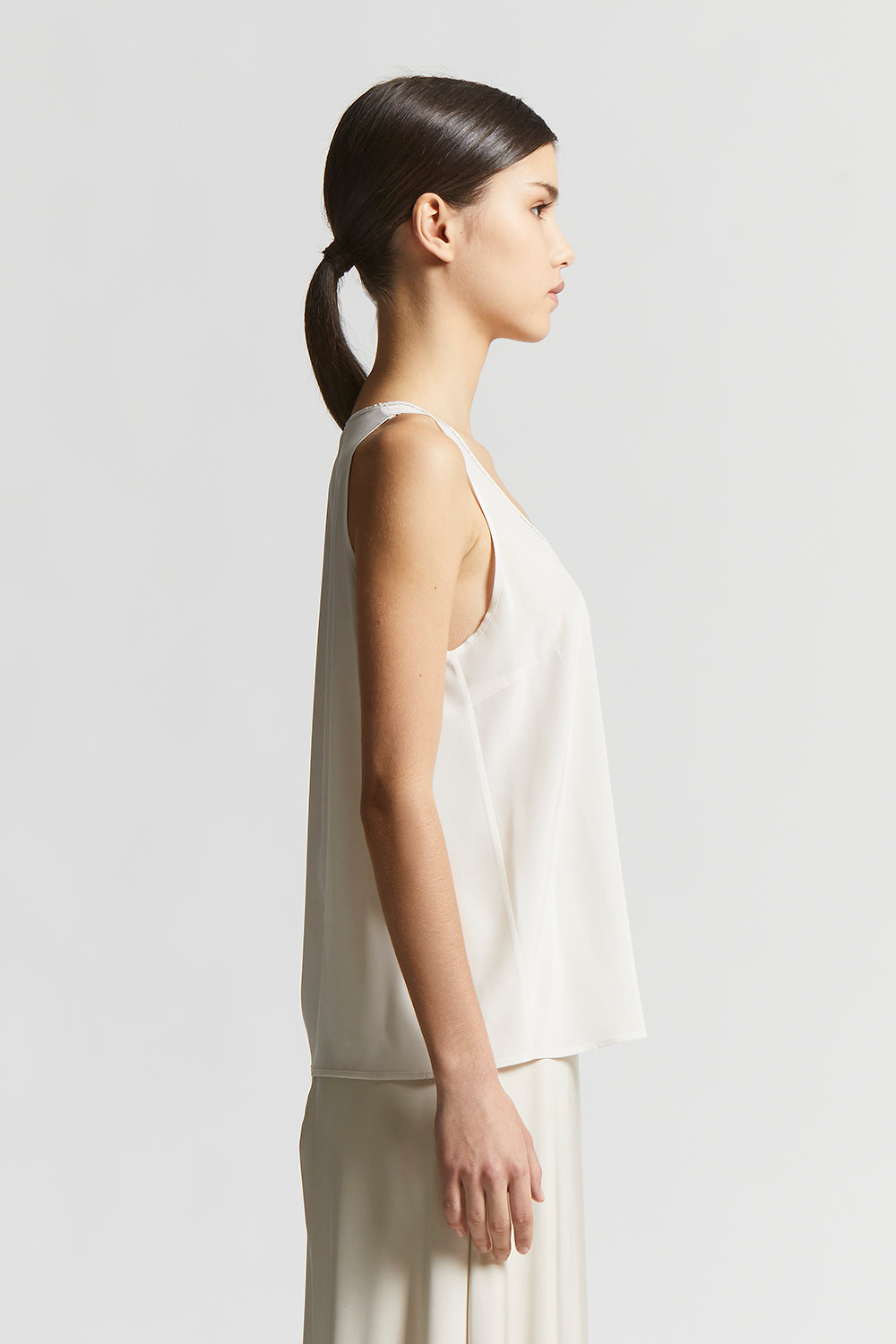 Shiny stretch silk satin top | Peserico US