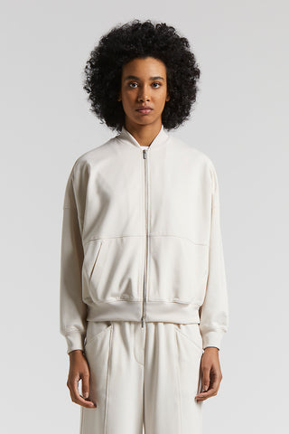 Bomber jacket in cotton linen Lurex jersey