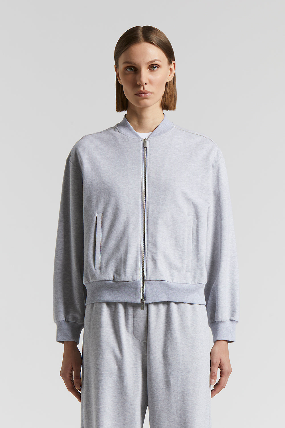 Bomber jacket in cotton linen Lurex jersey | Peserico US