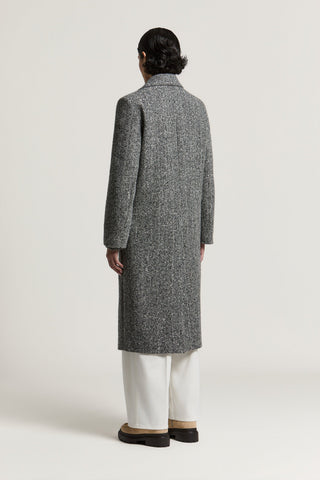 Single-breasted herringbone wool coat