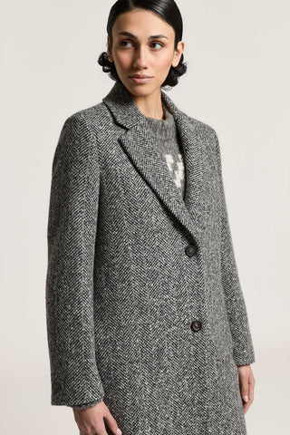 Single-breasted herringbone wool coat