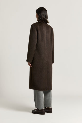 Single-breasted coat in baby suri alpaca and wool