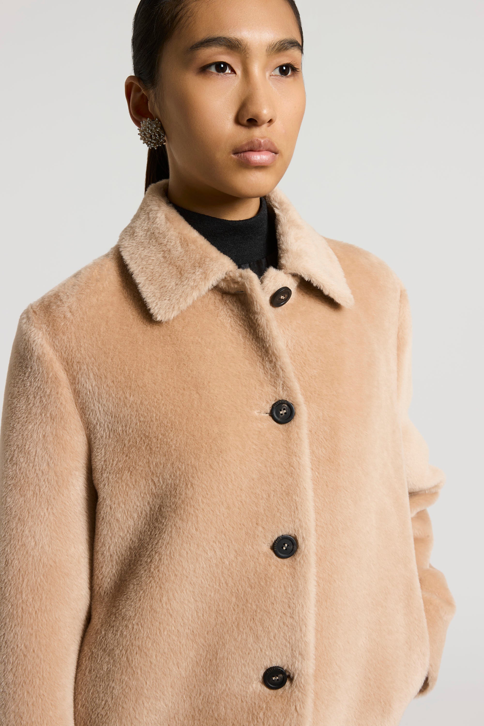 Alpaca and wool velour coat | Peserico US