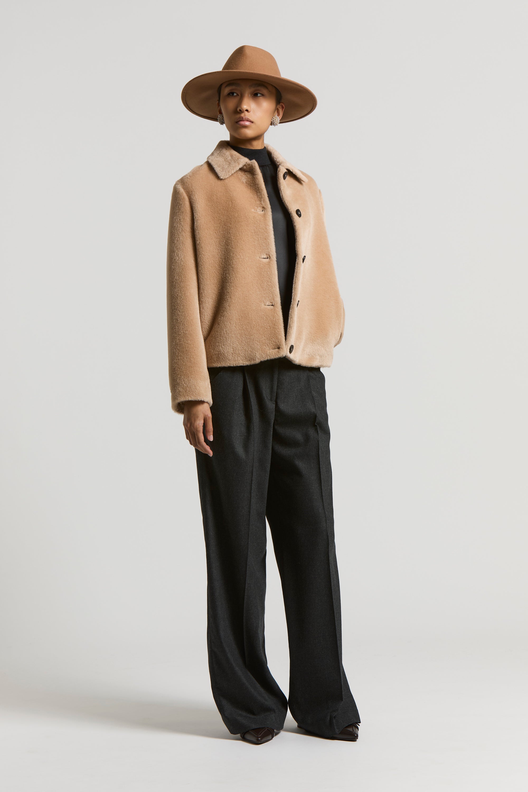 Alpaca and wool velour coat | Peserico US