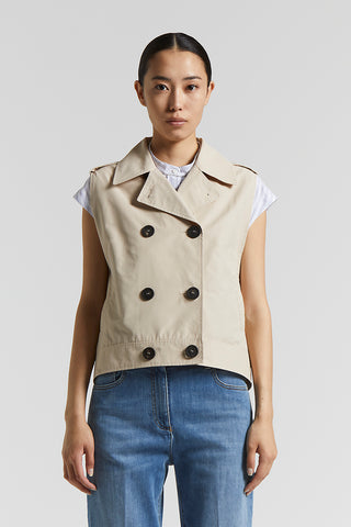 Technical cotton faille trench waistcoat