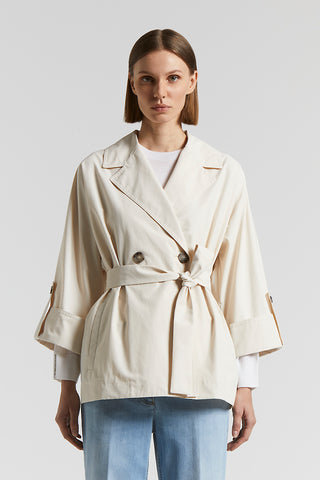 Trench coat in technical cotton faille