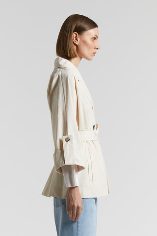 Trench coat in technical cotton faille