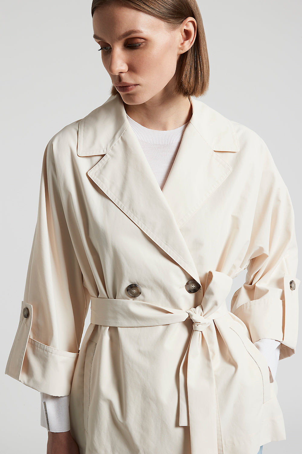 Trench coat in technical cotton faille | Peserico US