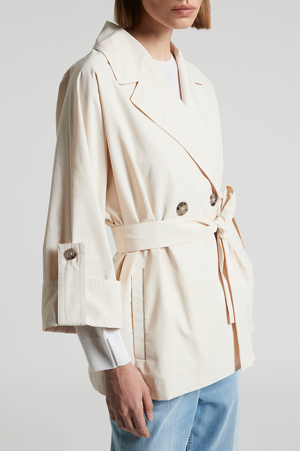 Trench coat in technical cotton faille | Peserico US
