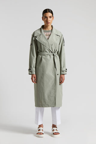 Trench in technical cotton faille