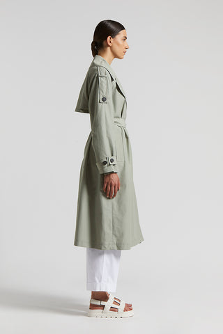 Trench in technical cotton faille