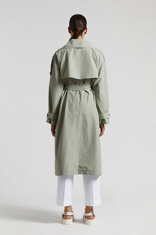 Trench in technical cotton faille