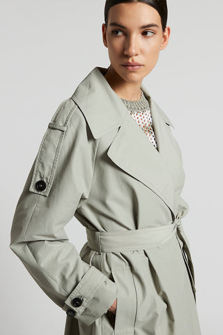 Trench in technical cotton faille